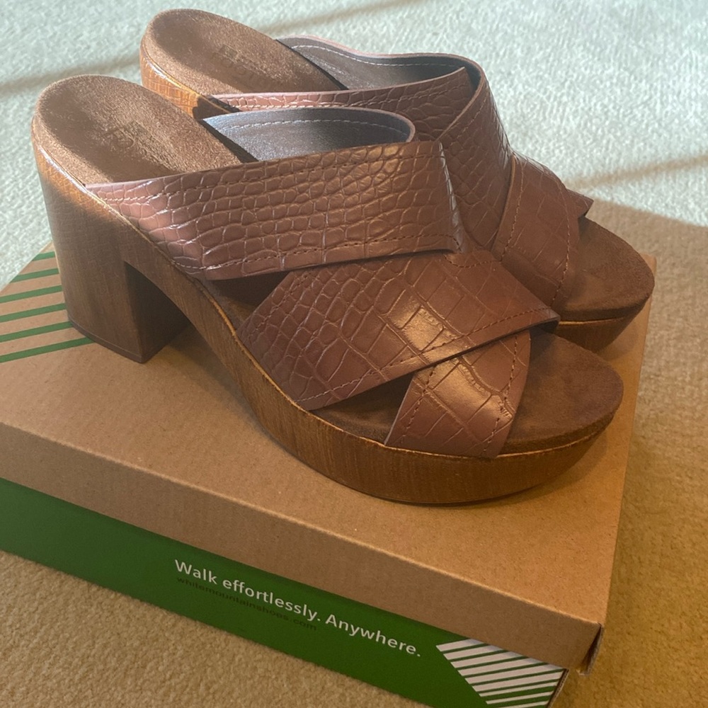 Women’s chunky blocked open toe sandal/heel